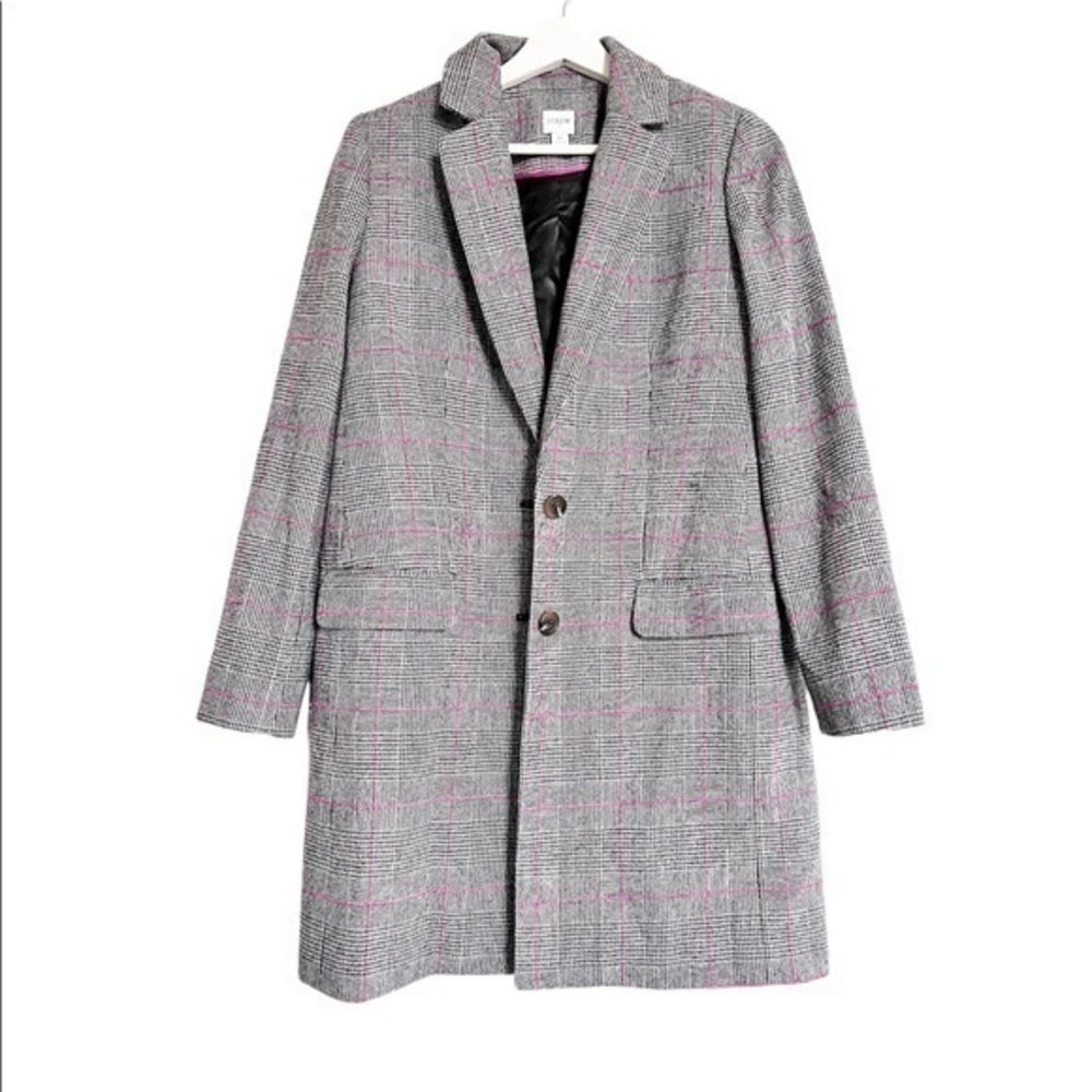 J. Crew Factory Glen plaid wool top coat size 0
